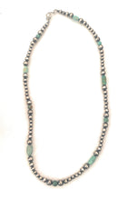 Load image into Gallery viewer, Handmade Sterling Silver &amp; Turquoise Beaded Necklace 18”