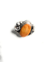 Load image into Gallery viewer, Old Pawn Navajo Sterling Silver &amp; Orange Spiny Ring Size 7.5