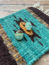 Load image into Gallery viewer, Navajo Number 8 Turquoise Inlay &amp; Sterling Silver Post Earrings Signed