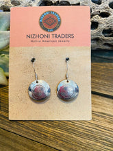 Load image into Gallery viewer, Navajo Hand Stamped Sterling Silver Concho Dangle Earrings