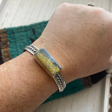 Load image into Gallery viewer, SALE *AUTHENTIC* Navajo Bumble Bee Jasper &amp; Sterling Silver Adjustable Cuff Bracelet