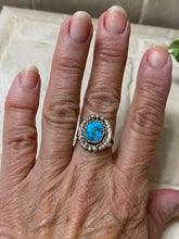 Load image into Gallery viewer, Old Pawn Turquoise Sterling silver Circle Ring Size 6.25