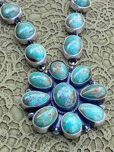 Navajo Sterling Silver  Royston  Turquoise Necklace and Earring Set