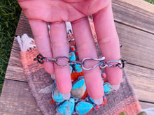 Load image into Gallery viewer, Navajo Sterling Silver, Turquoise &amp; Coral Cactus Necklace