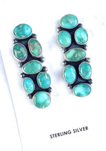 Load image into Gallery viewer, Navajo Sterling Silver &amp; Turquoise Cluster Post Earrings Signed Sheila Becenti