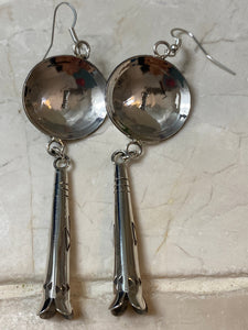 Sterling silver & Turquoise Concho blossom dangle earrings 4”