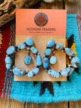Load image into Gallery viewer, Navajo Sterling Silver &amp; Golden Hills Turquoise Cluster Dangle Earrings