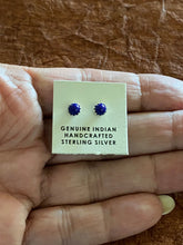 Load image into Gallery viewer, Zuni Sterling Silver Mini Lapis Stud Earrings