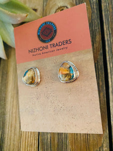 Navajo Multi Stone Spice & Sterling Silver Stud Earrings