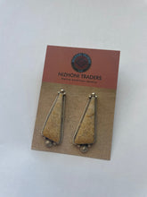Load image into Gallery viewer, Navajo Fossilized Coral &amp; Sterling Silver Dangle Earrings Signed