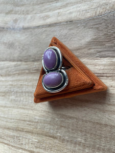 Handmade Sterling Silver & Purple Mojave Ring Size 8 Signed Nizhoni