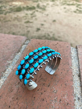 Load image into Gallery viewer, Paul Livingston Sterling Silver Snake Eye Carico Lake Turquoise jumbo Cuff