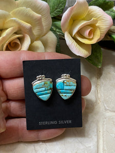 Turquoise 8 & Sterling Silver Rolled Berry Stud Earrings