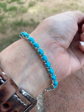 Load image into Gallery viewer, Sleeping Beauty Turquoise and Sterling Silver Link Bracelet