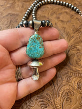 Load image into Gallery viewer, Navajo Handmade Sterling Silver Blue Turquoise Blossom Pendant