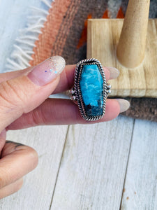 Navajo Turquoise & Sterling Silver Ring Size 8.75