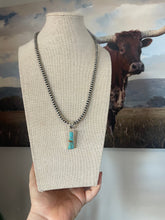 Load image into Gallery viewer, Navajo Number 8 Turquoise Inlay &amp; Sterling Silver Pendant Signed