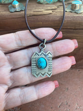 Load image into Gallery viewer, Handmade German Silver &amp; Turquoise Leather Necklace