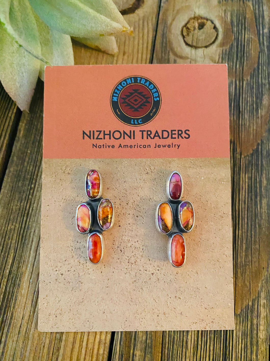 Navajo Pink Dream Mohave & Sterling Silver Post Earrings