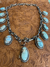 Load image into Gallery viewer, Golden Hills Turquoise &amp; Sterling Silver Necklace by Paul Livingston