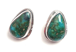 Navajo Sonoran Mountain Turquoise & Sterling Silver Stud Earrings