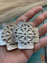 Load image into Gallery viewer, Navajo Sterling Silver Concho Cross Earrings By L Tahe