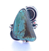 Load image into Gallery viewer, Navajo Turquoise &amp; Sterling Silver Triangle Ring Size 7.75