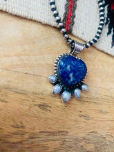 Load image into Gallery viewer, Denim Lapis &amp; Pearl Heart Pendant