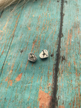 Load image into Gallery viewer, Zuni Sterling Silver &amp; Yellow Opal Inlay Heart Stud Earrings