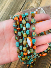 Load image into Gallery viewer, Navajo Turquoise, Spiny &amp; Heishi Six Strand Beaded Necklace