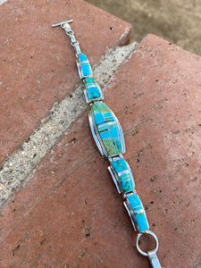 Navajo Sonoran Mountain, Sonoran Gold & Kingman Turquoise Link Bracelet