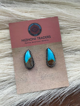 Load image into Gallery viewer, Navajo Royston Turquoise Sterling Silver Post Earrings By S Skeets