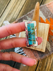 Navajo Sterling Silver & Turquoise Inlay Ring Size 6