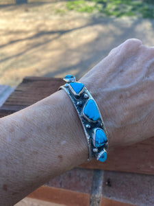 Zuni Royston Turquoise Sterling Silver cuff By Jude Candeleria
