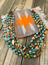 Load image into Gallery viewer, Navajo Turquoise, Spiny &amp; Heishi Six Strand Beaded Necklace