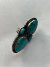 Load image into Gallery viewer, Navajo Sterling Silver And Turquoise Statement Adjustable Ring Signed