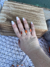 Load image into Gallery viewer, Navajo Sterling Silver And Light Orange Spiny Adjustable Triple Threat Knuckler Ring