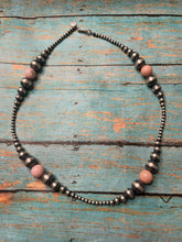 Load image into Gallery viewer, Navajo Rhodonite And Sterling Silver Beaded Necklace 18inch