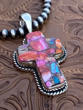 Load image into Gallery viewer, Handmade Sterling Silver &amp; Pink Dream Mojave Cross Pendant