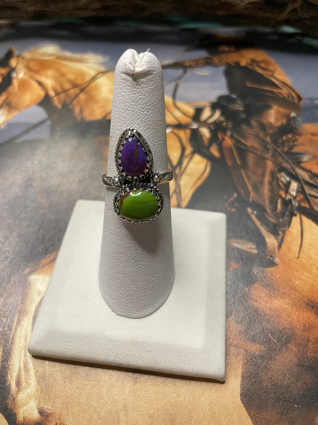 Handmade Purple Dream and Green Mojave Ring Size 6.5