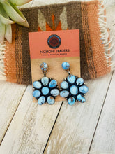 Load image into Gallery viewer, Navajo Golden Hills Turquoise &amp; Sterling Silver Cluster Dangle Earrings