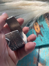 Load image into Gallery viewer, Navajo Golden Hills &amp; Sterling Silver Tufa Cast Cuff Bracelet Signed