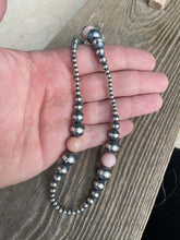 Load image into Gallery viewer, Navajo Rhodonite And Sterling Silver Beaded Necklace 18inch