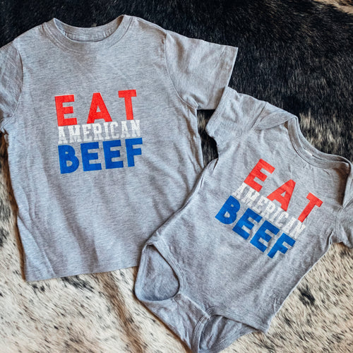 Kids Tee/Baby Onesie - Patriotic Eat Amerian Beef