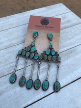 Load image into Gallery viewer, Navajo Jacqueline Silver Royston Turquoise &amp; Sterling Silver Dangle Earrings