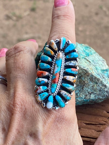 Navajo Sterling Silver & Natural Spice Mojave Cluster Ring