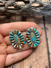 Load image into Gallery viewer, Navajo Sterling Silver And Spice Earrings Signed