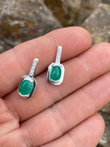 Colombian Emerald Necklace, Earrings & Ring Set in Sterling silver