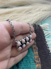 Load image into Gallery viewer, Navajo Queen Pink Conch Shell And Sterling Silver Bar Necklace Signed J Begay