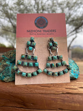 Load image into Gallery viewer, Handmade Sterling Silver &amp; Royston Turquoise Chandelier Dangle Earrings